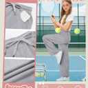 Girls Sweatpants 5-16y Baggy Barrel Pants Teen Wide Leg Open Bottom Casual Drawstring Soft Sweat Pants with Pockets(13-14 Years,Light Gray) (Gray)