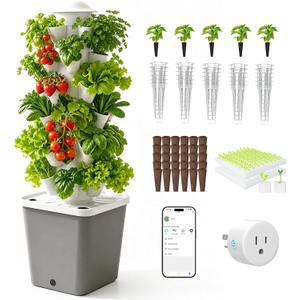 Hydroponics Growing System,30 Pods Hydroponic Tower,Space-Saving 5-Layer Vertical Gardening System,Indoor Plants Germination Kit for Herbs Fruits and Vegetables