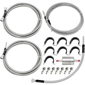 Fuel Line 819-840 Compatible with 1999-2003 Chevy Silverado 1500 2500 HD 3500 GMC Sierra 1500 2500 HD 3500,819840 Flexible Stainless Steel Braided Fuel Hose Set OE#819-840 15043857 15765803