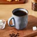 Famiware Coffee Mugs Set of 4, Ocean Square 13oz Coffee Cup Set with Handle for Cocoa, Milk, Hot Chocolate, Tea, Water, Stoneware Cups for Kitchen, Microwave and Dishwasher Safe, Blue