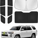 Canvcle Windshield Sunshade for 5th Gen Toyota 4Runner 2010-2024 Accessories Side Rear Window Shade Cover Full Window Sun Visor Set Privacy Protection Camping Keep Vehicle Cool Black 8PCS