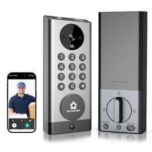 Stylrtop Camera Smart Lock, 3-in-1 Camera+Doorbell+Fingerprint Keyless Entry, Built-in Wi-Fi,Support Alexa, App Remote Control,Two-Way Intercom,HD 2K, Deadbolt