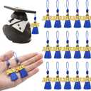 Daifunli 60 Pcs 2026 Mini Graduation Tassels for Craft 2.4inch Tassels Party Favors Mini Bookmark for Graduation Decor, Chocolates Decor, Keychain Making(Blue)
