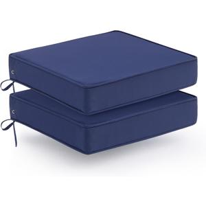 Outdoor Chair Cushions Set of 2, Waterproof Patio Chair Cushions, Outdoor Patio Furniture Replacement Seat Cushions, 22 x 22 x 3 inch, Blue