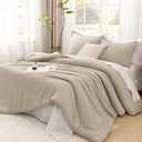 Litanika Khaki Comforter Set King Size, 3 Pieces Solid Bedding Comforter Set, All Season Down Alternative Bed Set (104x90In Comforter & 2 Pillowcases)