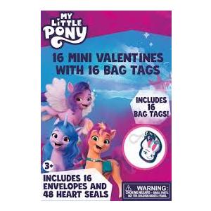 My Little Pony 16 Mini Valentines with 16 Bag Tags 4 Pk