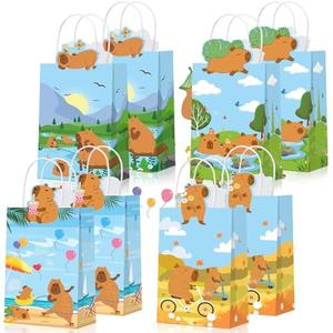 Kolldenn 36 Pcs Capybara Party Favor Bags with Handles Capybara Goodie Bags for Candy Gift Birthday Decoration Baby Shower Animals Events
