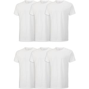 Fruit of The Loom Men's Crew Tee Undershirts, Moisture Wicking & Tag Free (X-Large, White - 6 Pack)