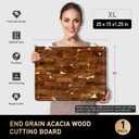 Large End Grain Cutting Board for Kitchen with Non-slip Feet, Acacia Wood, 20"L x 15"W