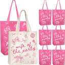 Shinylin 8 Pcs Wife of the Party Bachelorette Tote Bags Pink Coquette Disco Reusable Canvas Bags for Bachelorette Bride Bridesmaid Gift Bridal Shower Party Decorations Favors Wedding Favor Supplies