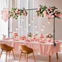 EMART Telescopic Over The Table Top Rod Stand with Clamps 70'' Tall 94" Length Adjustable Overhead Decor Arch Bar, Tabletop Decoration Pole for Hanging Balloon Flower Garland Display Banner Backdroop