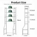 Ekisemio Over the Toilet Storage Cabinet, Metal 4 Tier Bathroom Shelves Over Toilet, Bathroom Oragnizer with 4 Hooks and Paper Holder, Chrome