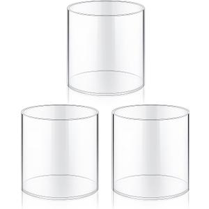 meekoo 3 Pcs Flower Acrylic Vase Cylinders Round Decorative 4 x 4 in Vase Break Resistant Acrylic Flower Cylinder for Centerpiece Home Wedding Decor(Clear, Classic)