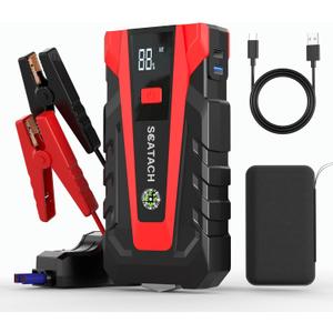 Scatach 3000A Car Battery Jump Starter,12V Jump Starter Battery Pack Portable (up to 9.0L Gasoline and 7.0L Diesel Engine), Jump Box with 3 Modes Flashlight and Jumper Cables (red)