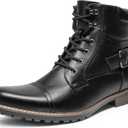 Bruno Marc Men's Motorcycle Combat Boots Zipper Biker Boot (13, Black)