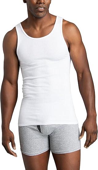 Fruit of the Loom Men's Sleeveless Tag Free Moisture Wicking Tank A-Shirt (4 Pack - White) XXL