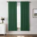 Dark Green 100% Blackout Curtains 72 Inch Length 2 Panels for Bedroom Insulated Solid Linen Textured Room Darkening Drapes with Hooks Back Tab Black Out Window Curtain Living Room 52x72