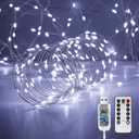 Ariceleo 2 Pack 32. 8 ft. USB Powered Fairy Lights with Remote & Timer, 100 LED USB Twinkle String Lights - Silver Wire, 8 Modes, Waterproof, Cool White Starry Lights for Party, Wedding, Christmas