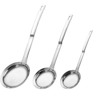 Sieve Fine Mesh Strainer Set Stainless Steel Metal Flat Cooking Skimmer Ladle Colander With Handle Food Strainer Kitchen Tools For Kitchen Baking Oil Filter Flour Sifter Foam,L M Small 3Pack