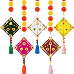 5 Pcs Diwali Marigold Garland Decoration Artificial Marigold Flowers Bulk Faux Flower Garland Hanging Kite Indian Decor for Diwali Wedding Christmas Anniversary Celebration Birthday