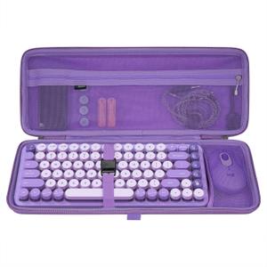 GEEKRIA Keyboard and Mouse Combo Case, Hard Shell Travel Carrying Bag for Compact 84 Key Low Profile Gaming Keyboard, Compatible with Logitech POP Keys, Nuphy Air75, LOFREE Flow84 (Purple)