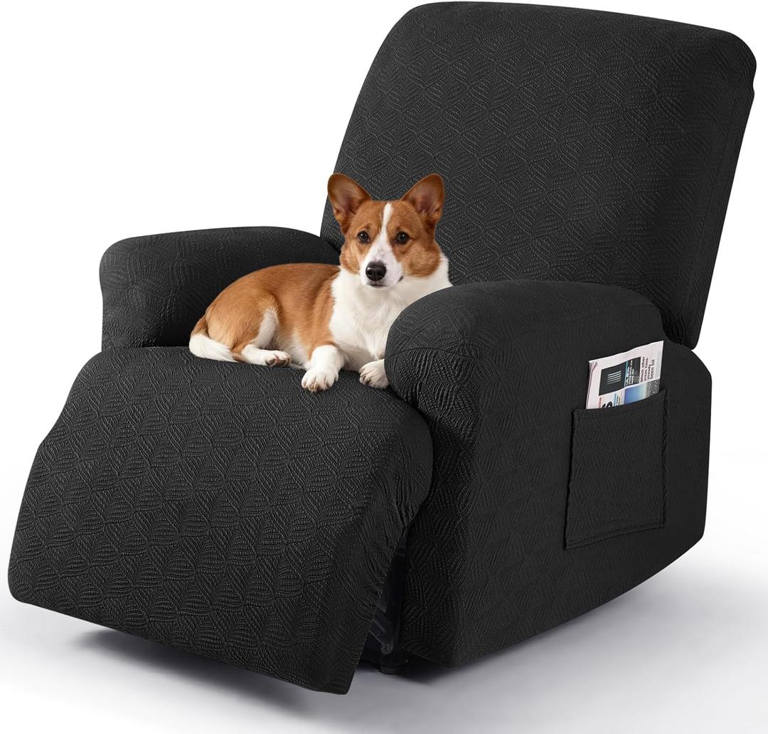 Timeles Recliner Covers Recliner Chair Covers Reclining Couch Covers Sofa Slipcovers Stretch Soft Washable (Single-Seater, Black)