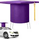 2025 Graduation Cap Car Decoration Kit, 28 Inch Class of 2025 Giant Graduate Hat with Tassel, Felt Graduation Accessories(Purple)