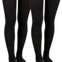 Moon Wood Women Thigh High Socks Extra Long Cotton Knit Warm Thick Tall Long Boot Stockings Leg Warmers (One Size, 2 Pack Black)