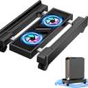 Adjustable Computer Tower Stand with Cooling Fan, Mobile CPU Holder with 4 Rolling Casters, Under Desk CPU Bracket PC Floor Cart PC Riser for Office, Home and Classroom. (Fan version) (Black)