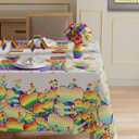 XCHI Love Heart Rainbow LGBTQ Pride Day Tablecloth Inclusion Gay Equality Rectangle Table Cloth Table Covers for Indoor Dining Home Party Decorations 60x84 Inch