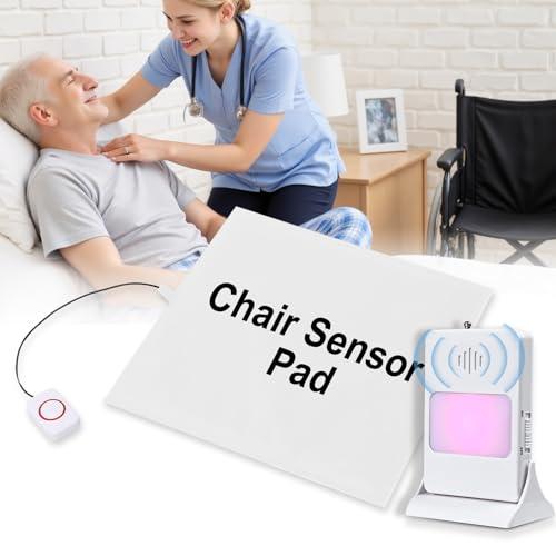 Chair Sensor Pad & Pager for Elderly Dementia Patients Caregiver Bed Alarm with 13.5" x 13.5" Motion Sensor Pad Fall Prevention for Elderly (Chair Pad)