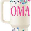 ROSTANTEN Oma Gifts Oma Mothers Day Gifts for Oma from Grandkids for Birthday Christmas 40oz Travel Cup Insulated Tumbler with Lid & Straw