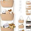 Hanging Basket, 3-Tier Wall Baskets, Over the Door Organizer with 4 Hooks, Hanging Baskets for Organizing, Woven Storage Basket Behind the Door for Nursery, Bedroom, Living Room, Kitchen