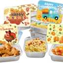 WorldBazaar Cute Thanksgiving Leftover Containers 36PCS Thanksgiving Take Home Containers with Lids Fall Turkey Foil Pans Food Sacks Storage Harvest Party Supplies