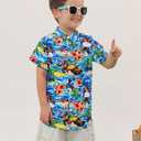 RAISEVERN 3-10T Boys Button Down Hawaiian Shirts Short Sleeve Cool Dress Shirt Tops (A1-bigfoot 01)