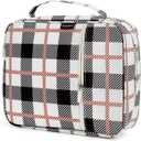 Western Plaid Zippered Bible Cover for Large Study Bibles - Fits up to 10 x 7 x 2 Inch Bibles, Vintage Beige Canvas Bible Case with Handle, Extra Deep Checkered Organizer for Men & Women