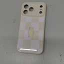 KANGHAR Compatible with iPhone 17 Pro Max Case 2025, Silicone Checkered Cute Pattern, Wristband Kickstand Camera Protection Soft Slim Cover for Girls Women -White