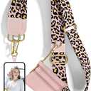 Nipichsha Crossbody Phone Strap with Wallet, Clip and Go Strap for Phone with Wallet, Adjustable Crossbody Cell Belt with Zippered Pouch, Neck Shoulder Cell Lanyard for Women, Pink Leopard