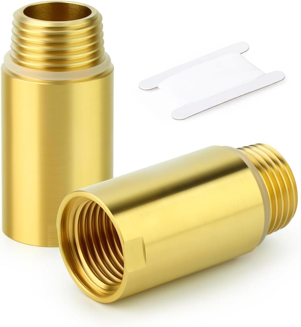 GASHER 2Pcs Brass Pipe Plumbing Adapter with Rubber O-ring, 1/2" NPT Male x 1/2" NPT Female Pipe Fitting Coupler,Length 1-1/2 Inch