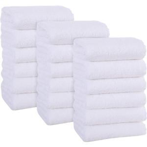 MOONQUEEN 18 Pack Premium Hand Towels - Quick Drying - Microfiber Coral Velvet Highly Absorbent Towels - Multipurpose Use as Hotel, Bathroom, Shower, Spa, Hand Towel 16 x 28 inches (White)
