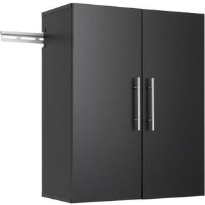 Prepac HangUps 24 Wall Mount Storage Cabinet, Ideal Bathroom, Laundry, Kitchen, Office, Garage Cabinet for Organization and Extra Storage, Attaches to Wall Mounted Rail, 24W x 30H, 12D, Black