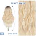 BrittyHair Ombre Blonde Wig for Women 26 Inch Long Ombre Blonde Wig with Curtain Bangs Long Curly Synthetic Wigs Natural Looking Heat Resistant Wavy Wig for Daily Party Halloween Cosplay Use