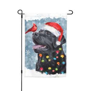 Black Labrador Merry Christmas Garden Flag Welcome Party Outdoor Outside Decorations Picks Home House Garden Yard Decor 12x18 Inch