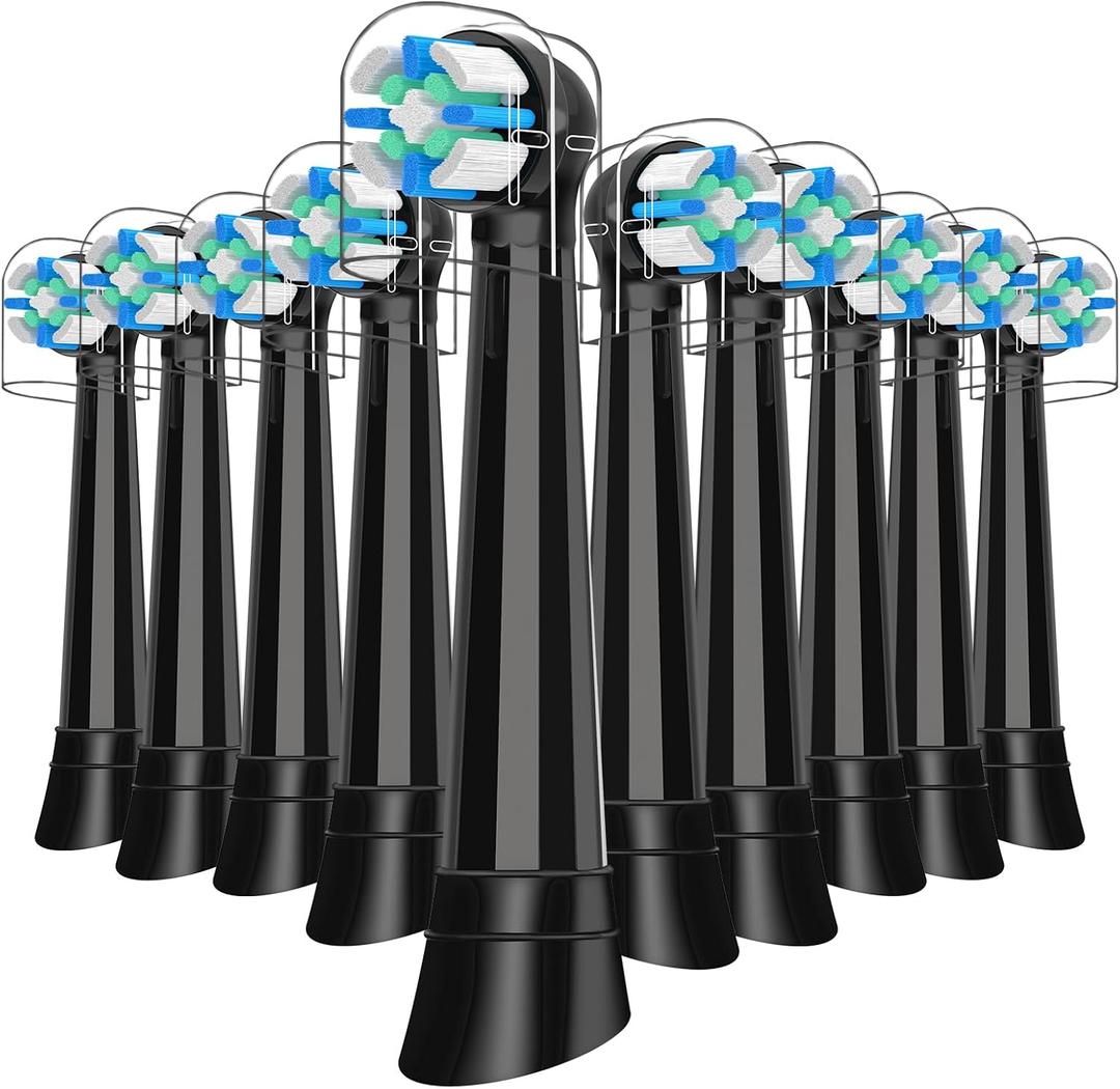 10 Pcs iO Replacement Heads Compatible with Oral B iO 2 3 4 5 6 7 8 9 10 Deep Clean Series Electric Toothbrush, Brush Head Compatible with iO with Medium Bristles (Black)