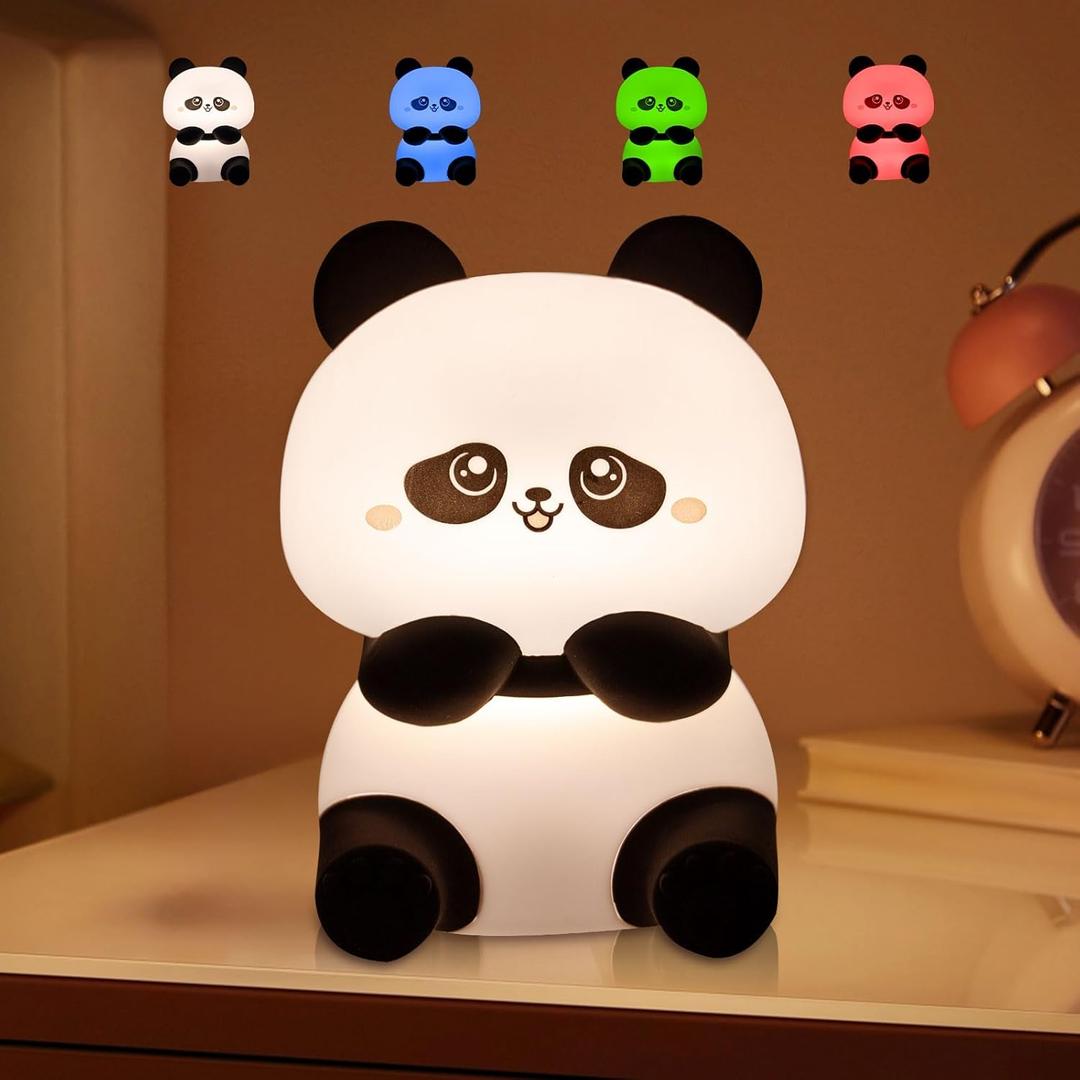 TLAOTNIY Squishy Cute Panda Night Light,Voice Controlled Light with 4 Color Modes Soft Silicone USB Charging Panda Lamp for Kids Room,Novelty Animal Night Lamp for Decor (C-1pack)