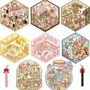 8 Sets DIY 3D Sticker Scene Collection Book for Kids Adults Cute Make Your Own Shop House Stickers for Gifts Stickers Therapy for Adult Relief Stress Pass The Time