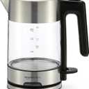 Amazon Basics 1.1-Qt (1.0L) Electric Kettle, Electric Tea Kettle & Water Boiler, With Auto Shut-Off, Boil Dry Protection, High-Safety Strix Thermostat, BPA-Free, 1500W, Glass Carafe, Black & Silver