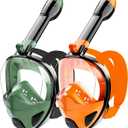 Full Face Snorkel Mask for Adults Teen, Snorkeling Gear with Detachable Camera Mount, Panoramic 180 View, Anti-Fog Anti-Leak Snorkling Set for Man and Women