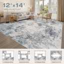 Washable 12x14 Area Rugs for Living Room: Abstract Modern Home Decor Rug | Soft Stain Resistant, Non-Slip, Pet & Kid Friendly - Large Carpet for Bedroom/Dining Room/Office/Nursery Grey Blue