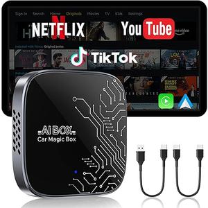 4in1 Wireless CarPlay Adapter for Streaming Netflix/YouTube/TikTok/TF Card, 2026 Magic Video AI Box & Android Auto Dongle [Dual Band WiFi, Autolink Pro] Plug & Play, Fits for OEM Wired Car Play Car